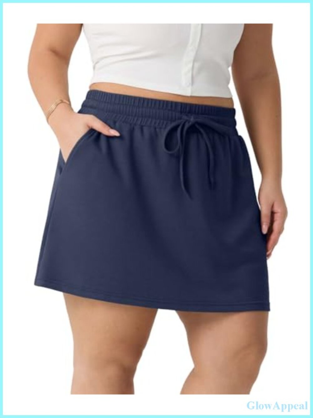 Plus Size Athletic Skort with Built-in Shorts, High Stretch Polyester Blend,